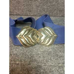 Women's Stretch Belt With Clasp Buckle Gold Hook Vintage Fits 30" to 38" Revcor